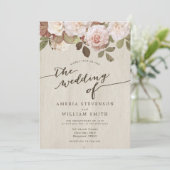 ヴィンテージフランスのバラ結婚式招待状 招待状 (スタンド正面)