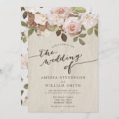 ヴィンテージフランスのバラ結婚式招待状 招待状 (正面/裏面)