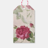 ヴィンテージフランスのバラ、アンティークレッドエフェメラギフトラベル ギフトタグ (正面)