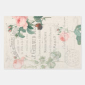 ヴィンテージフランスのバラ ラッピングペーパーシート (正面)