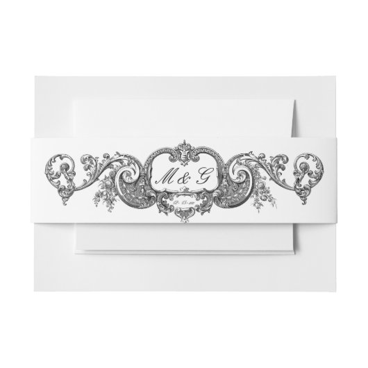 ヴィンテージフランスのバロックロココスタイルフローラ 招待状ベリーバンド (正面例)