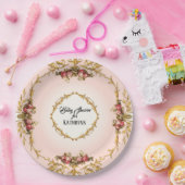 ヴィンテージフランスのバロック巻物の赤ちゃんシャワーバラ ペーパープレート (パーティー)