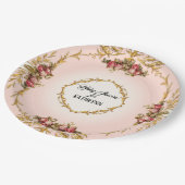 ヴィンテージフランスのバロック巻物の赤ちゃんシャワーバラ ペーパープレート (アングル)