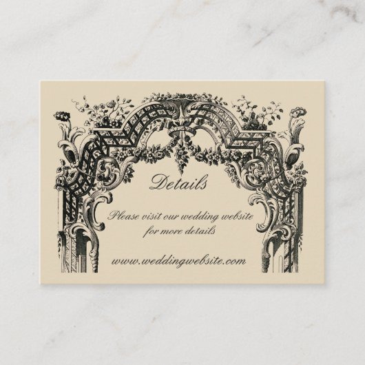 ヴィンテージフランスのバロック結婚ロココ エンクロージャーカード (正面)