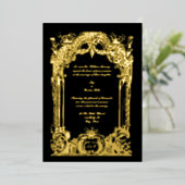ヴィンテージフランスのバロック結婚ロココ 箔招待状 (立ち正面)
