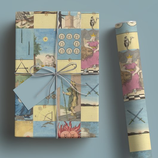 ヴィンテージフランスのパステルハンドドロッドタロット ラッピングペーパーシート