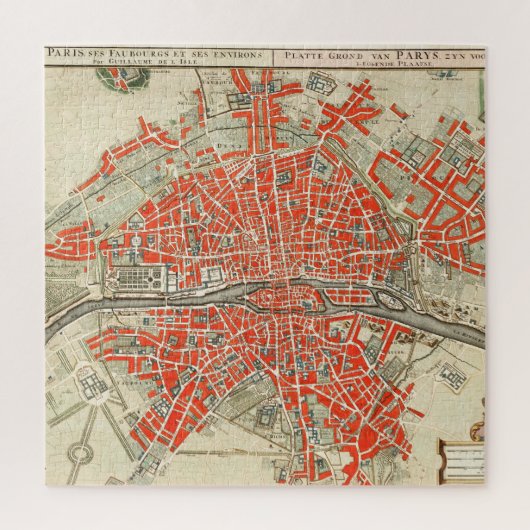 ヴィンテージフランスのパリの地図(1721年~1774年) ジグソーパズル (縦)