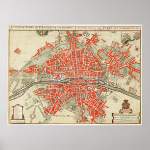 ヴィンテージフランスのパリの地図（1721年～1774年） ポスター