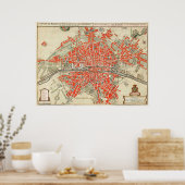 ヴィンテージフランスのパリの地図（1721年～1774年） ポスター (キッチン)