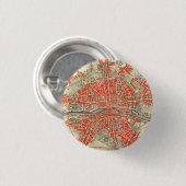 ヴィンテージフランスのパリの地図（1721年～1774年） 缶バッジ (正面&裏面)