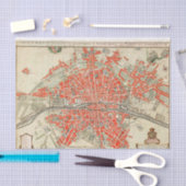 ヴィンテージフランスのパリの地図(1721年~1774年) 薄葉紙 (クラフト)