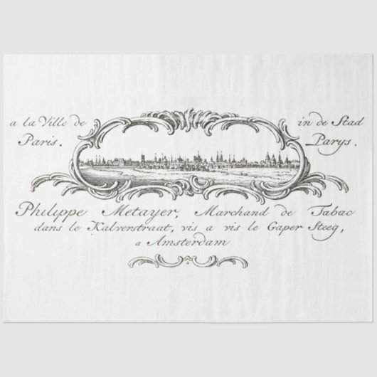 ヴィンテージフランスのパリスクリプトエフェメラデクページ 薄葉紙 (正面)
