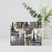 ヴィンテージフランスのパリトラベルコラージュエッフェルタワー ポストカード (スタンド正面)