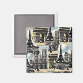 ヴィンテージフランスのパリトラベルコラージュエッフェルタワー マグネット (正面/裏面)