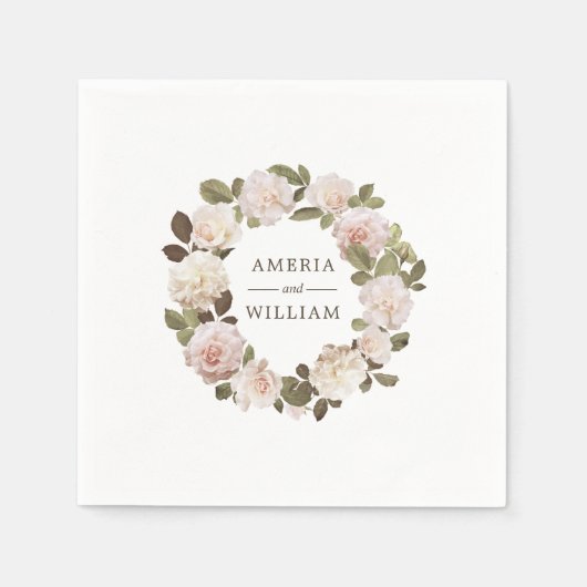 ヴィンテージフランスのパーソナライズされた結婚のナプキン スタンダードカクテルナプキン (正面)