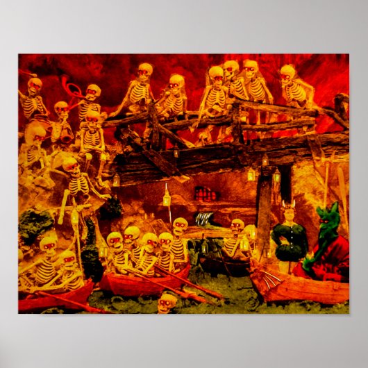 ヴィンテージフランスのパーティーがヘルズビルのスケルトン悪魔 ポスター (正面)