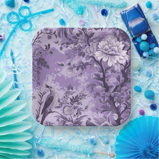 ヴィンテージフランスのパープルトイレフルーリー ペーパープレート (パーティー)