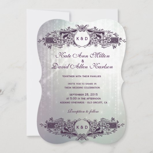 ヴィンテージフランスのパープ華美ルスパー結婚クルズ 招待状 (正面)