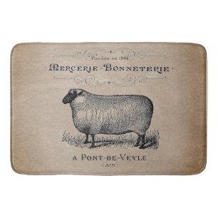 ヴィンテージフランスのヒツエイドムスリンファームハウス バスマット