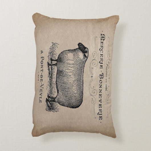 ヴィンテージフランスのヒツエイドムスリンファームハ素朴ウス アクセントクッション (裏面(縦))