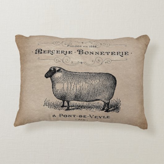 ヴィンテージフランスのヒツエイドムスリンファームハ素朴ウス アクセントクッション (裏面)