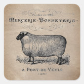 ヴィンテージフランスのヒツエイドムスリンファームハ素朴ウス スクエアシール (正面)