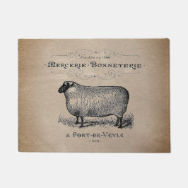 ヴィンテージフランスのヒツエイドムスリンファームハ素朴ウス ドアマット