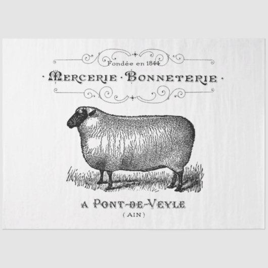 ヴィンテージフランスのヒツジ 薄葉紙 (正面)