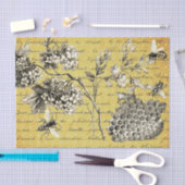 ヴィンテージフランスのビーと花の切り離 薄葉紙 (クラフト)