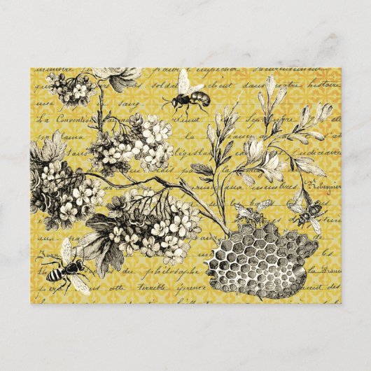 ヴィンテージフランスのビーと花スクラップブック ポストカード (正面)