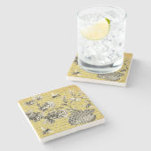 ヴィンテージフランスのビーと花 ストーンコースター (横)