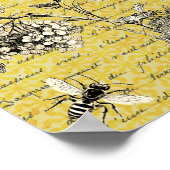 ヴィンテージフランスのビーと花 ポスター (角)