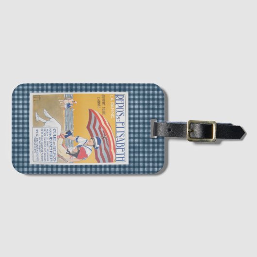 ヴィンテージフランスのビーチ旅行ポスター ラゲッジタグ (正面横)