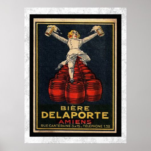 ヴィンテージフランスのビール広告樽 ポスター (正面)