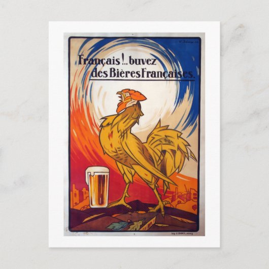 ヴィンテージフランスのビール広告 ポストカード (正面)