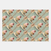 ヴィンテージフランスのピンクカップケーキ誕生日ティーパーティー ラッピングペーパーシート (正面)