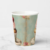 ヴィンテージフランスのピンクカップケーキ誕生日ティーパーティー 紙コップ (左)