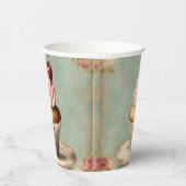 ヴィンテージフランスのピンクカップケーキ誕生日ティーパーティー 紙コップ (右)