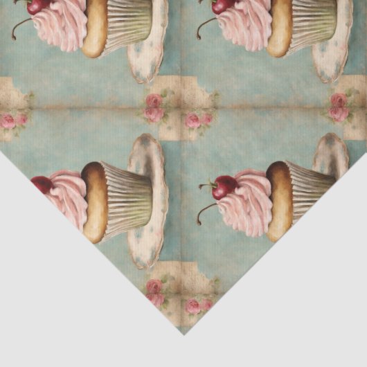 ヴィンテージフランスのピンクカップケーキ誕生日ティーパーティー 薄葉紙 (詳細)