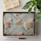 ヴィンテージフランスのピンクカップケーキ誕生日ティーパーティー 薄葉紙 (ギフト)