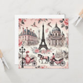 ヴィンテージフランスのピンクタイルカード カード (正面/裏面インサイチュ)