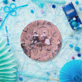 ヴィンテージフランスのピンクトワビクトリアンイルスタイルフローラ ペーパープレート (パーティー)