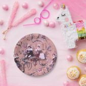 ヴィンテージフランスのピンクトワビクトリアンイルスタイルフローラ ペーパープレート (パーティー)