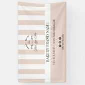 ヴィンテージフランスのピンクベーカリーロゴイベント表示 横断幕 (縦)