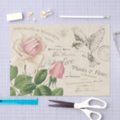 ヴィンテージフランスのピンクローズバードビアコラージュ 薄葉紙 (クラフト)