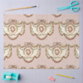 ヴィンテージフランスのピンクローズフローラガーランドデクページ 薄葉紙 (クラフト)