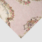 ヴィンテージフランスのピンクローズフローラガーランドデクページ 薄葉紙 (詳細)