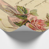 ヴィンテージフランスのピンクローズ ラッピングペーパー (コーナー)