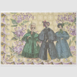 ヴィンテージフランスのファッションと薄紫花の切り離し 薄葉紙