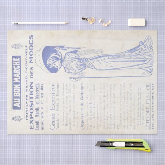 ヴィンテージフランスのファッションアドブルーレディーデクページ 薄葉紙 (クラフト)